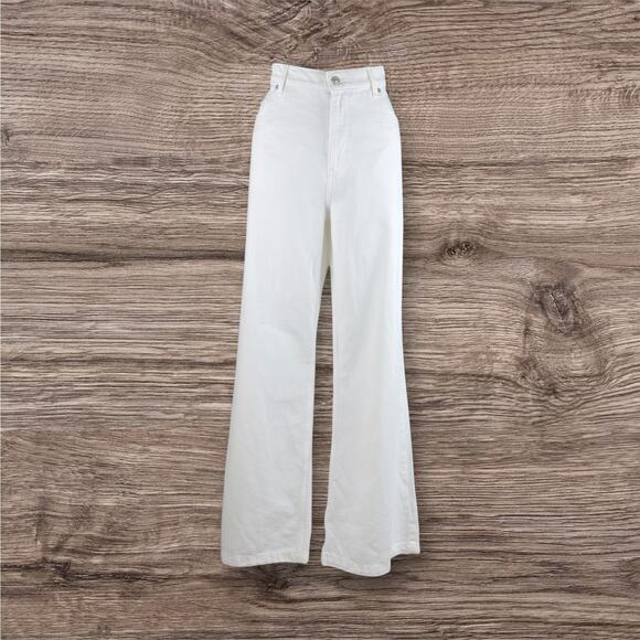 Free People We The Free Lovefool Boho Jeans Ultra Wide Leg Flare Cream Womens 29 - Picture 2 of 6